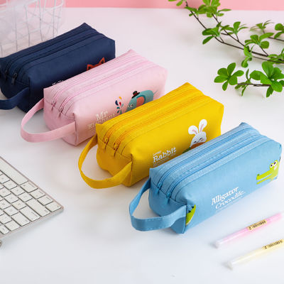 Canvas Geometric Pencil Bag Case for School Supplies Custom Print Cute Pencil Box Pouch